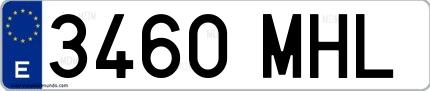 Ejemplo de matrícula española 3460 MHL