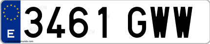 Ejemplo de matrícula de coche ordinaria 3461 GWW