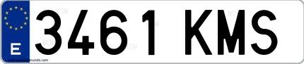 Ejemplo de matrícula española 3461 KMS