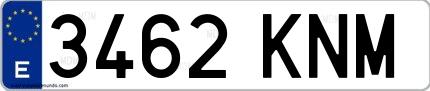 Ejemplo de matrícula española 3462 KNM