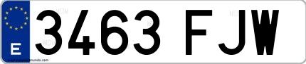 Ejemplo de matrícula española 3463 FJW