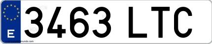 Ejemplo de matrícula española 3463 LTC