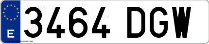 Ejemplo de matrícula de coche ordinaria 3464 DGW