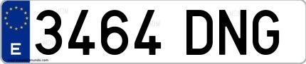 Ejemplo de matrícula española 3464 DNG