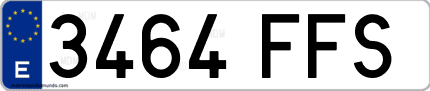 Ejemplo de matrícula de coche ordinaria 3464 FFS