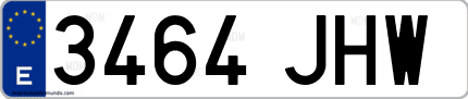 Ejemplo de matrícula de coche ordinaria 3464 JHW