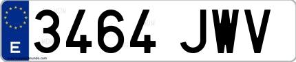 Ejemplo de matrícula española 3464 JWV