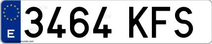 Ejemplo de matrícula española 3464 KFS