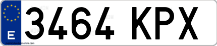 Ejemplo de matrícula de coche ordinaria 3464 KPX