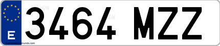 Ejemplo de matrícula de coche ordinaria 3464 MZZ