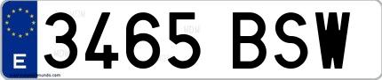 Ejemplo de matrícula española 3465 BSW