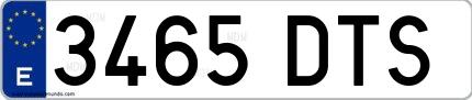 Ejemplo de matrícula española 3465 DTS