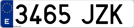 Ejemplo de matrícula de coche ordinaria 3465 JZK