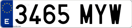 Ejemplo de matrícula de coche ordinaria 3465 MYW