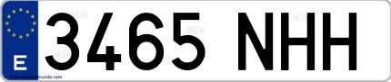 Ejemplo de matrícula española 3465 NHH