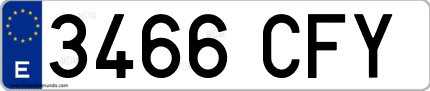 Ejemplo de matrícula de coche ordinaria 3466 CFY