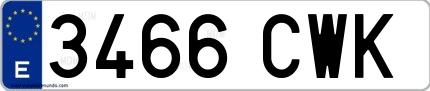 Ejemplo de matrícula española 3466 CWK