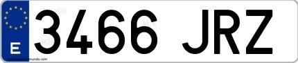 Ejemplo de matrícula española 3466 JRZ