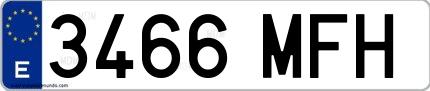 Ejemplo de matrícula española 3466 MFH