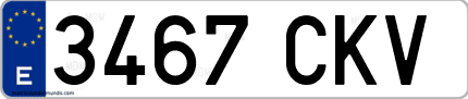 Ejemplo de matrícula de coche ordinaria 3467 CKV