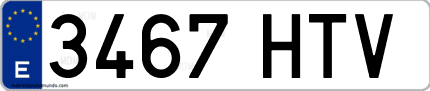 Ejemplo de matrícula de coche ordinaria 3467 HTV