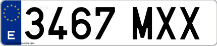 Ejemplo de matrícula de coche ordinaria 3467 MXX