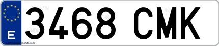 Ejemplo de matrícula española 3468 CMK