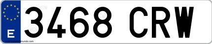 Ejemplo de matrícula española 3468 CRW