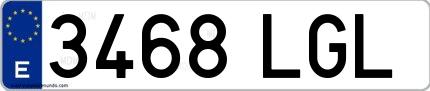 Ejemplo de matrícula española 3468 LGL