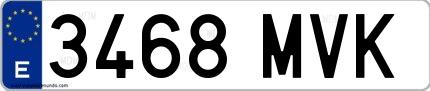 Ejemplo de matrícula española 3468 MVK