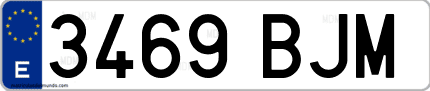 Ejemplo de matrícula de coche ordinaria 3469 BJM