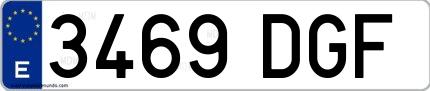 Ejemplo de matrícula española 3469 DGF