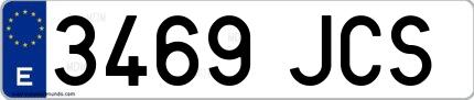 Ejemplo de matrícula española 3469 JCS