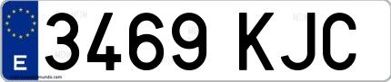Ejemplo de matrícula española 3469 KJC
