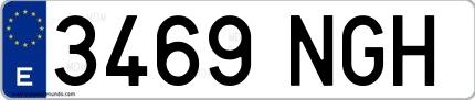 Ejemplo de matrícula española 3469 NGH