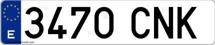 Ejemplo de matrícula española 3470 CNK