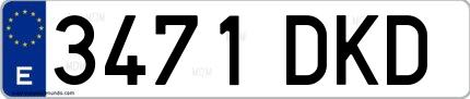 Ejemplo de matrícula española 3471 DKD