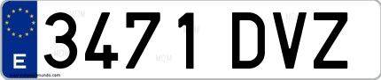 Ejemplo de matrícula española 3471 DVZ