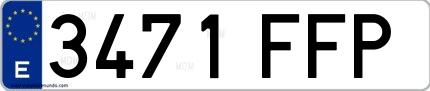 Ejemplo de matrícula española 3471 FFP