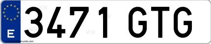 Ejemplo de matrícula española 3471 GTG