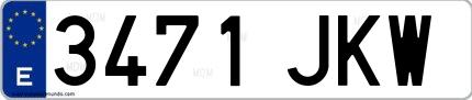 Ejemplo de matrícula española 3471 JKW