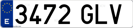 Ejemplo de matrícula de coche ordinaria 3472 GLV