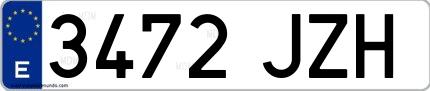 Ejemplo de matrícula española 3472 JZH