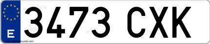 Ejemplo de matrícula española 3473 CXK