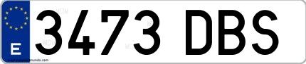 Ejemplo de matrícula española 3473 DBS