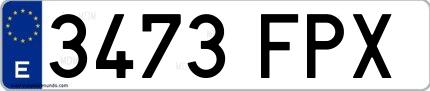 Ejemplo de matrícula española 3473 FPX