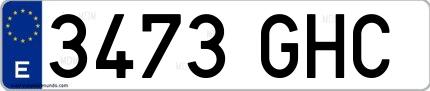 Ejemplo de matrícula española 3473 GHC