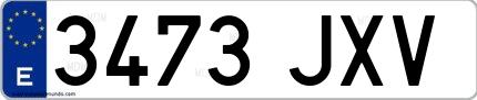 Ejemplo de matrícula española 3473 JXV