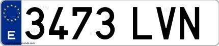 Ejemplo de matrícula española 3473 LVN