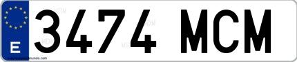 Ejemplo de matrícula española 3474 MCM